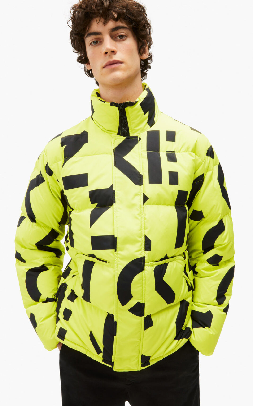 Kenzo Sport monogram ダウンジャケット メンズ ライト緑 - RCKQWH206